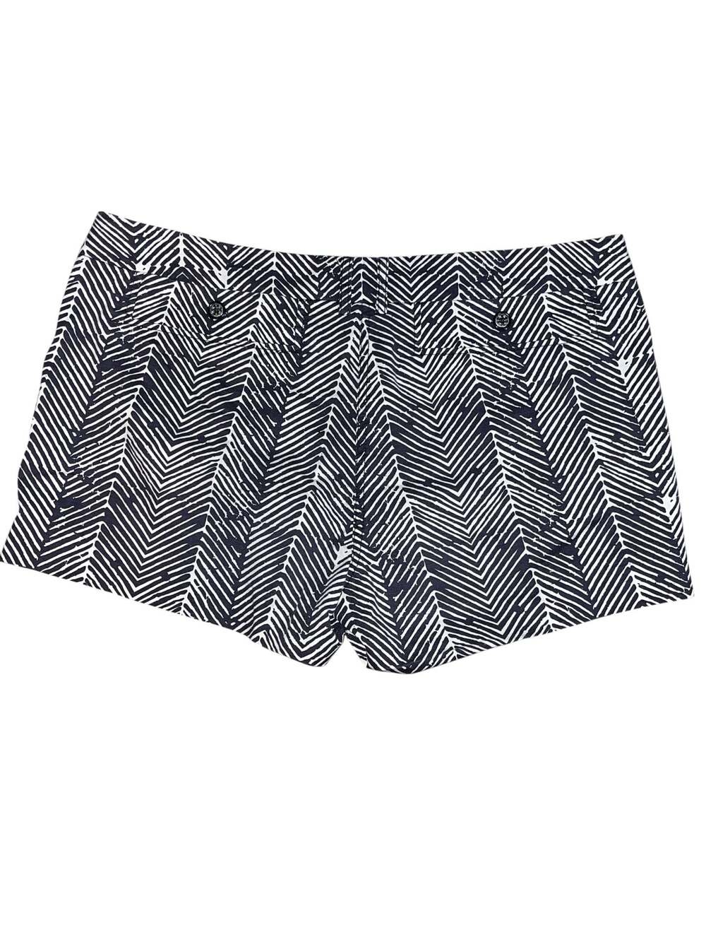 Tory Burch Navy Blue and White Herringbone Print Shorts Size 12 - Picture 2 of 5